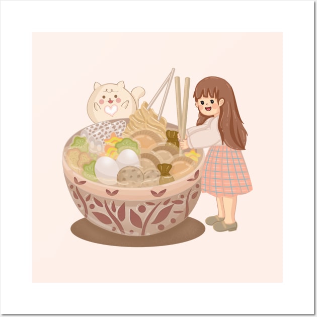 Make delicious oden hot pot Wall Art by Athikan